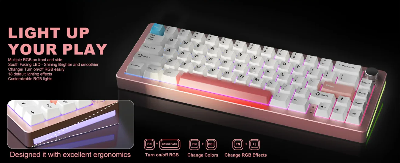 Yunzii AL66 Knob CNC Aluminium Wireless Mechanical Keyboard - Image 4