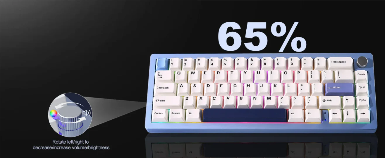 Yunzii AL66 Knob CNC Aluminium Wireless Mechanical Keyboard - Image 7